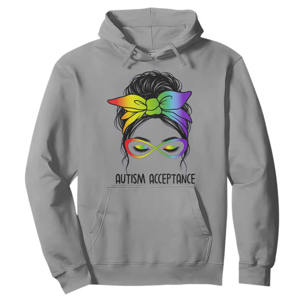 Autism Acceptance Hoodie Neurodiversity Awareness Messy Bun Women