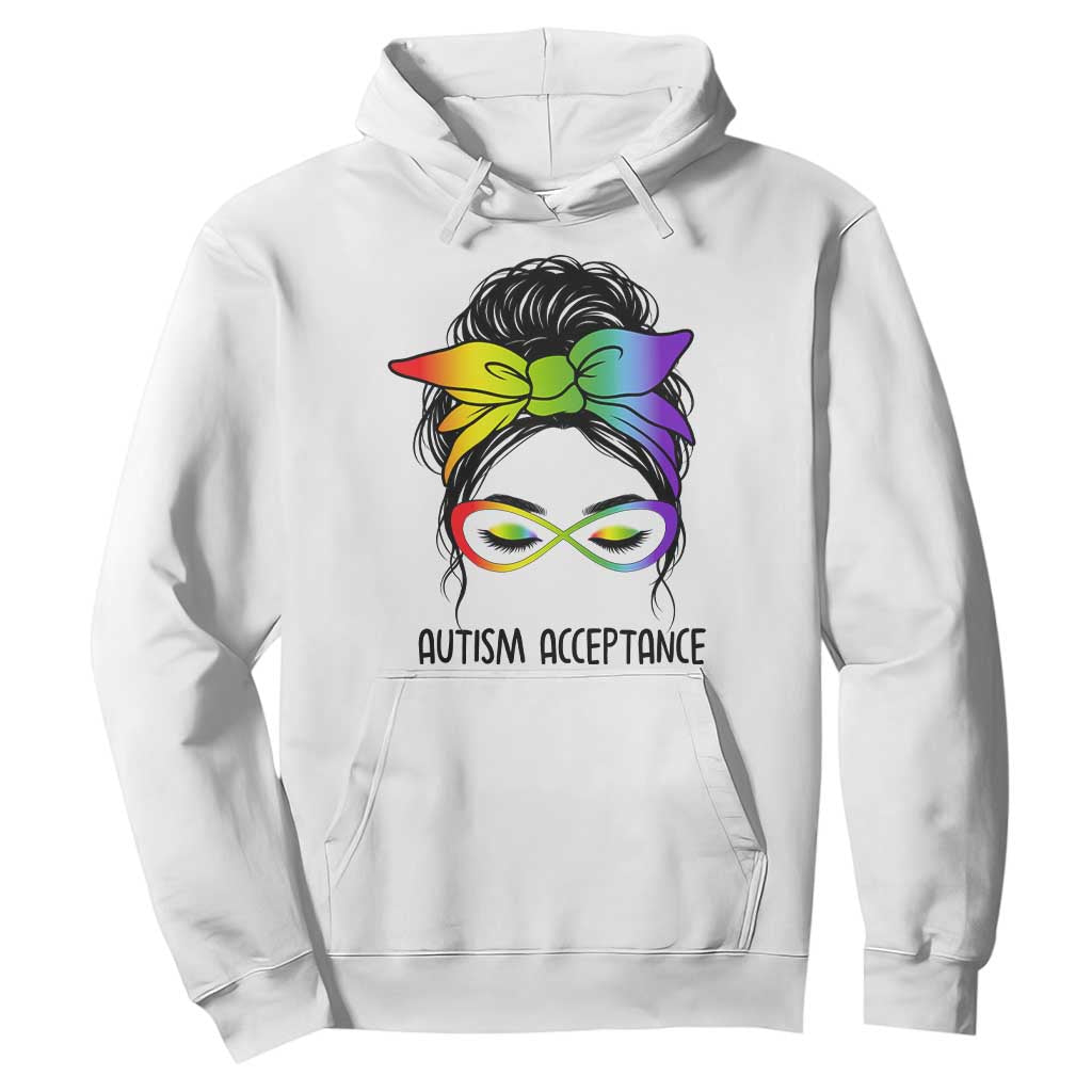 Autism Acceptance Hoodie Neurodiversity Awareness Messy Bun Women