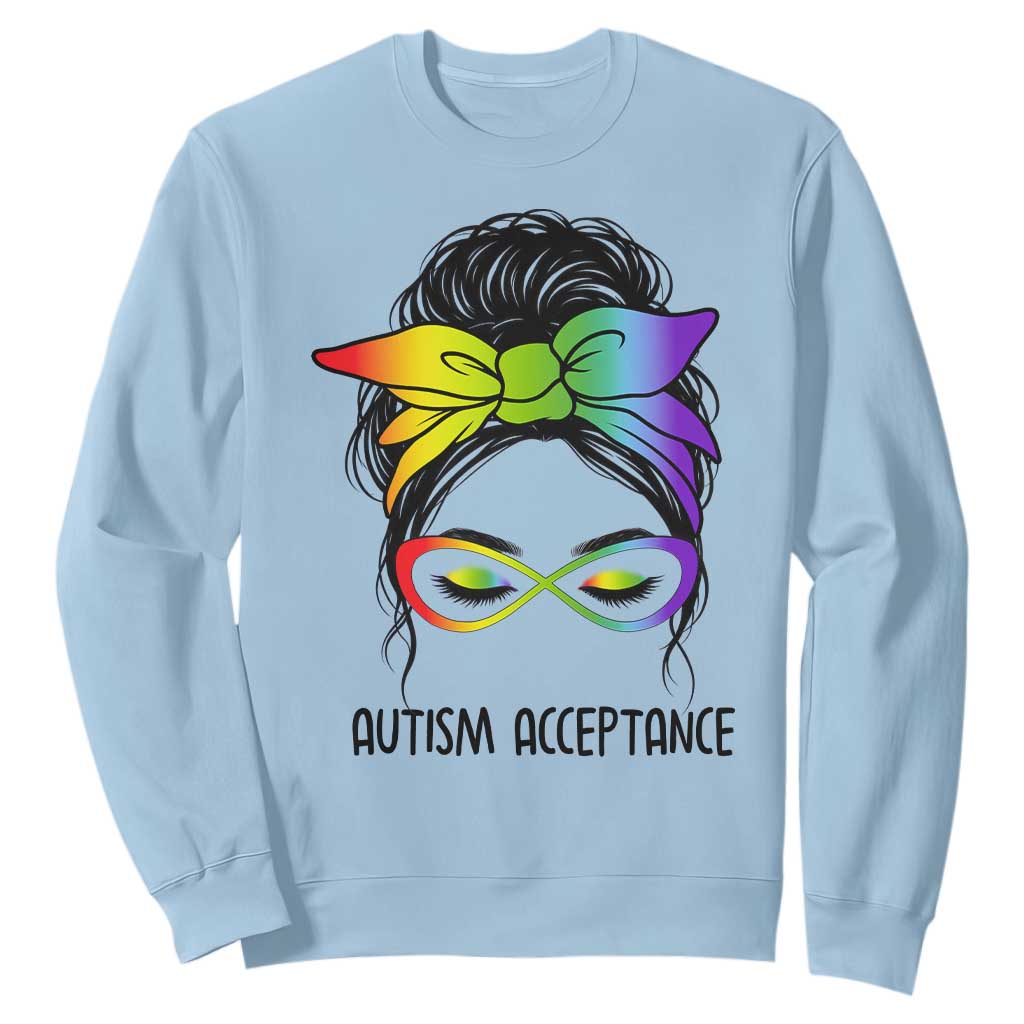 Autism Acceptance Sweatshirt Neurodiversity Awareness Messy Bun Women