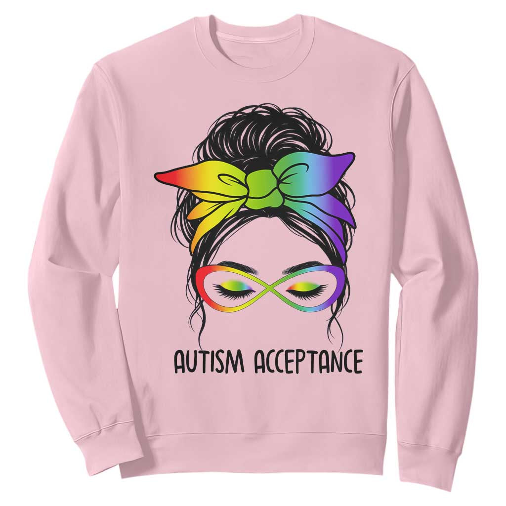 Autism Acceptance Sweatshirt Neurodiversity Awareness Messy Bun Women