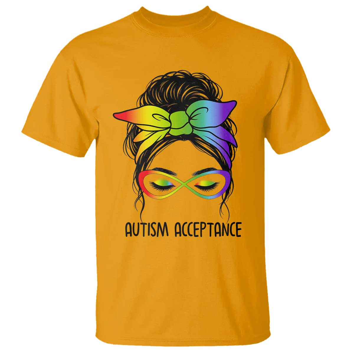 Autism Acceptance T Shirt Neurodiversity Awareness Messy Bun Women
