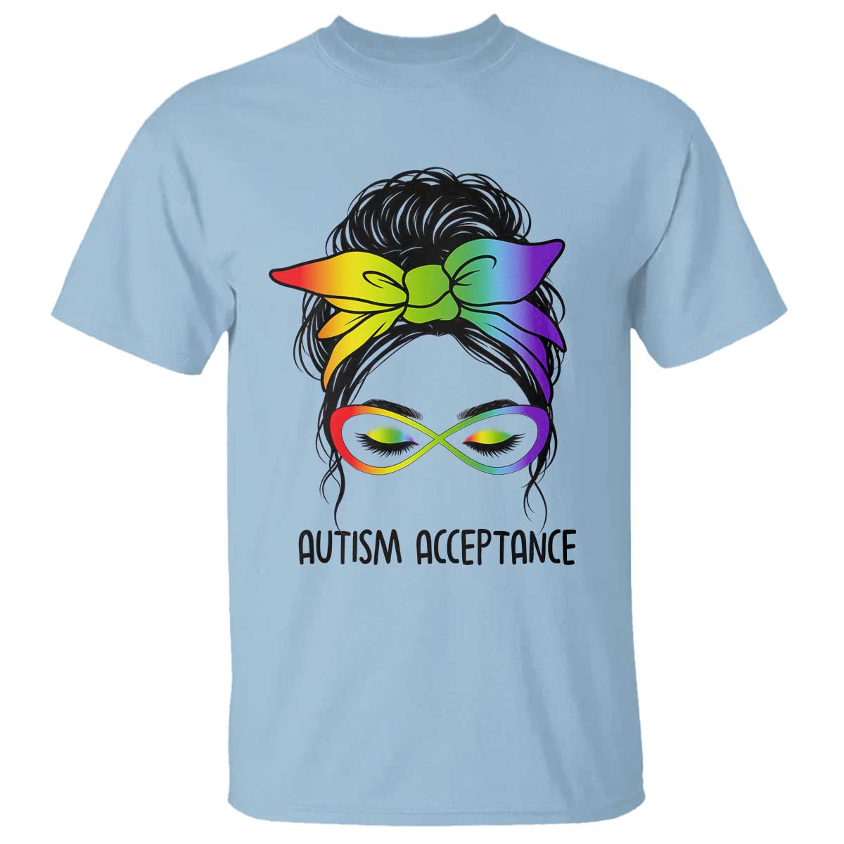 Autism Acceptance T Shirt Neurodiversity Awareness Messy Bun Women