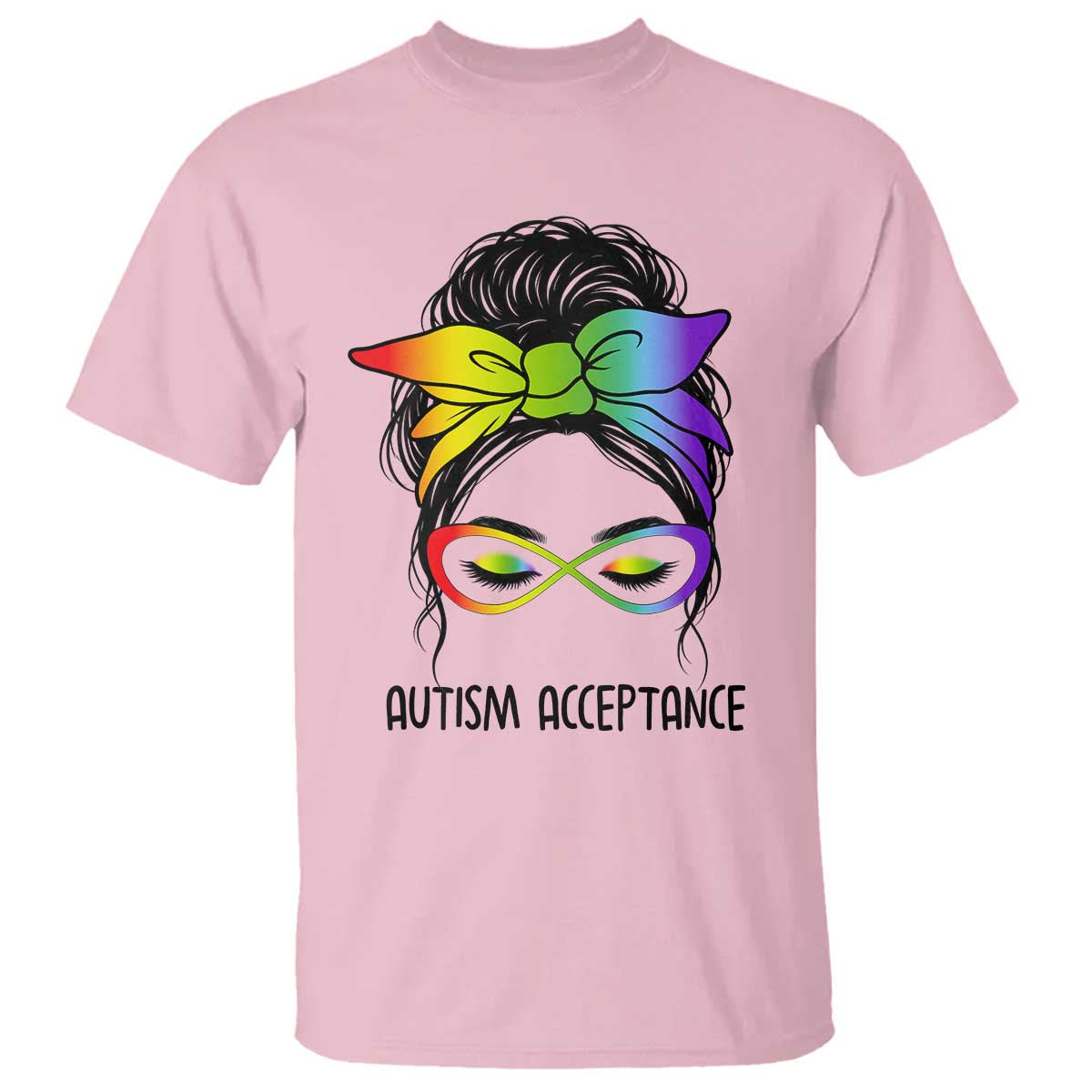 Autism Acceptance T Shirt Neurodiversity Awareness Messy Bun Women