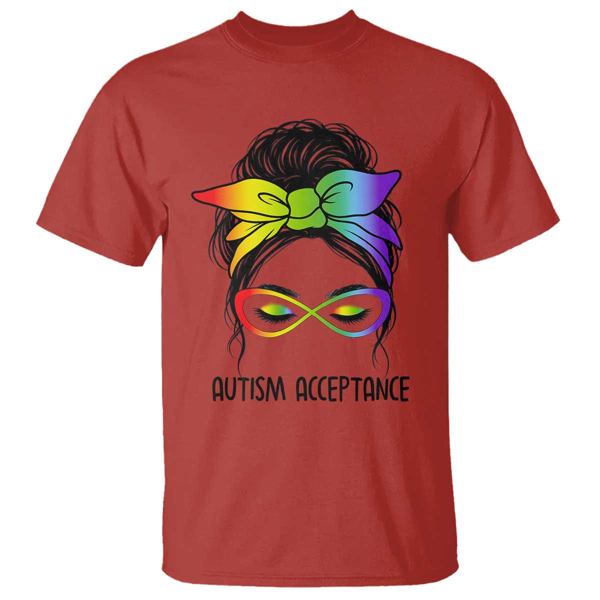 Autism Acceptance T Shirt Neurodiversity Awareness Messy Bun Women