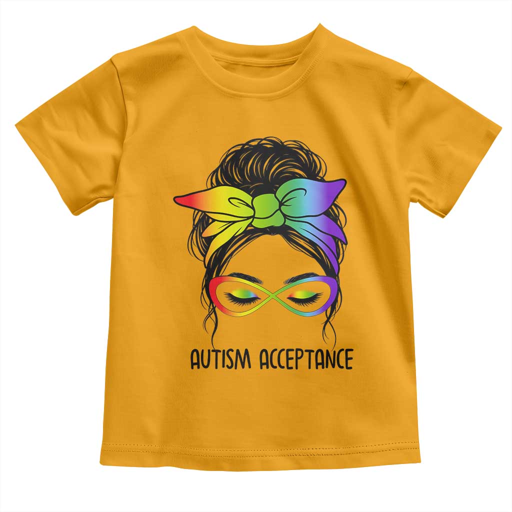 Autism Acceptance Toddler T Shirt Neurodiversity Awareness Messy Bun Women