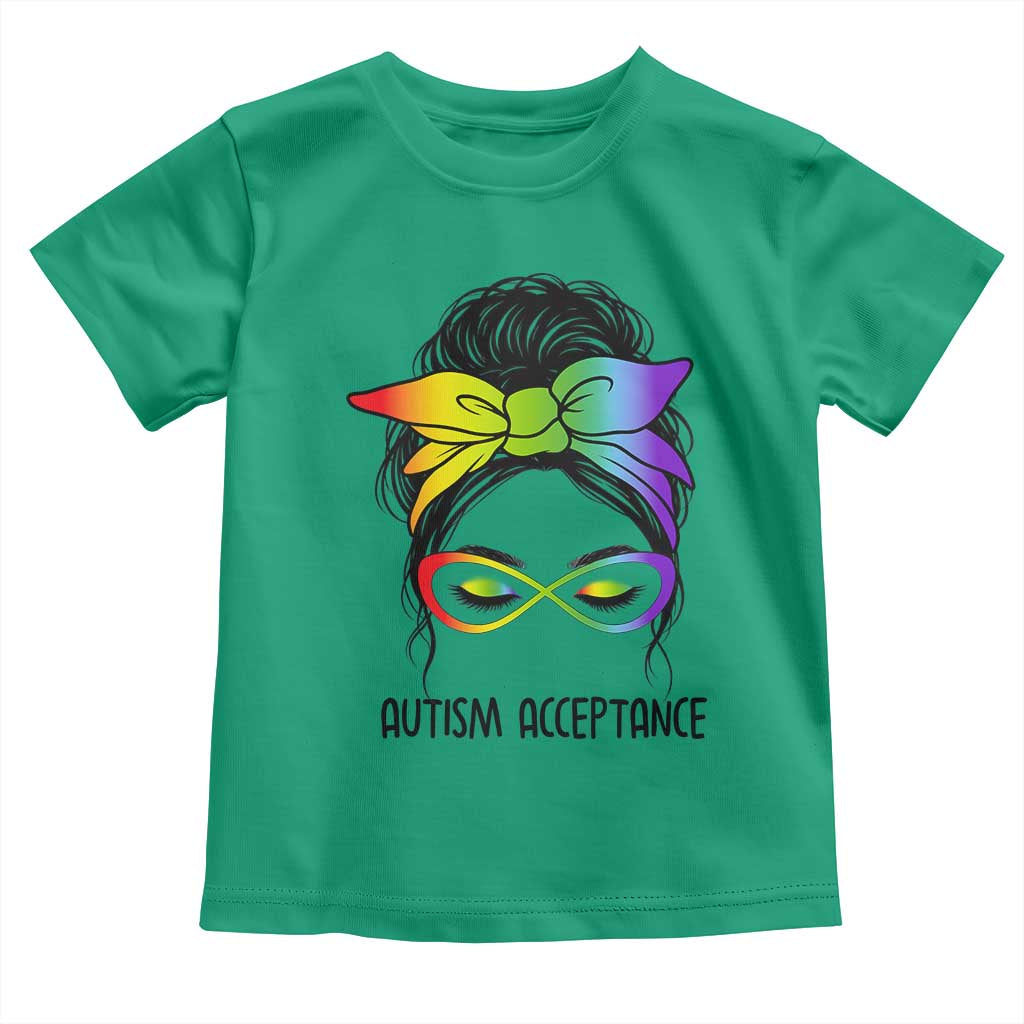 Autism Acceptance Toddler T Shirt Neurodiversity Awareness Messy Bun Women