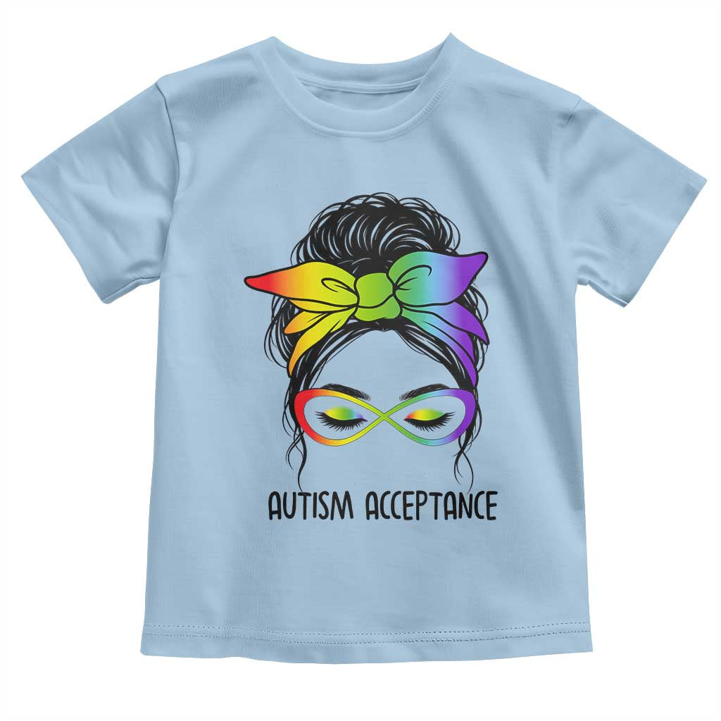 Autism Acceptance Toddler T Shirt Neurodiversity Awareness Messy Bun Women