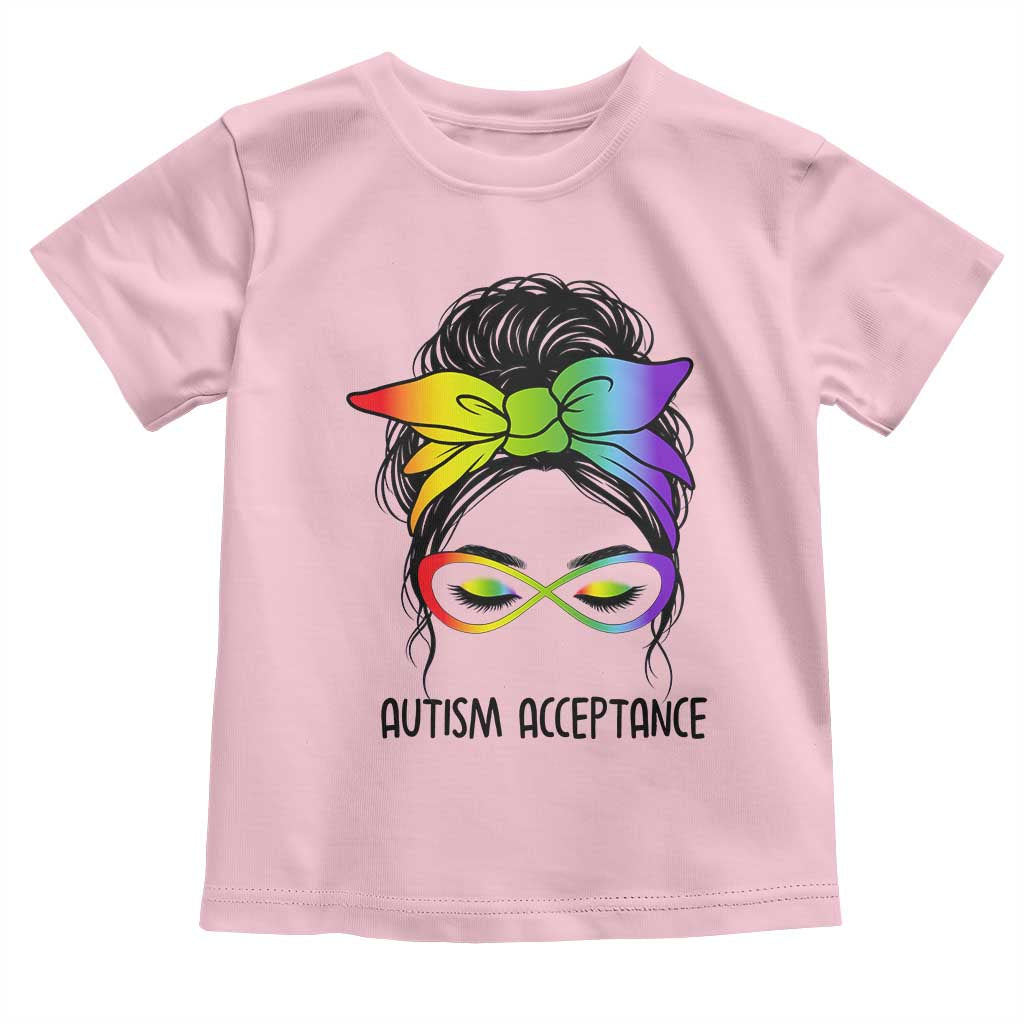 Autism Acceptance Toddler T Shirt Neurodiversity Awareness Messy Bun Women