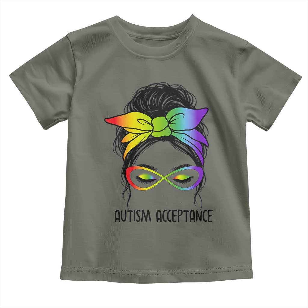 Autism Acceptance Toddler T Shirt Neurodiversity Awareness Messy Bun Women