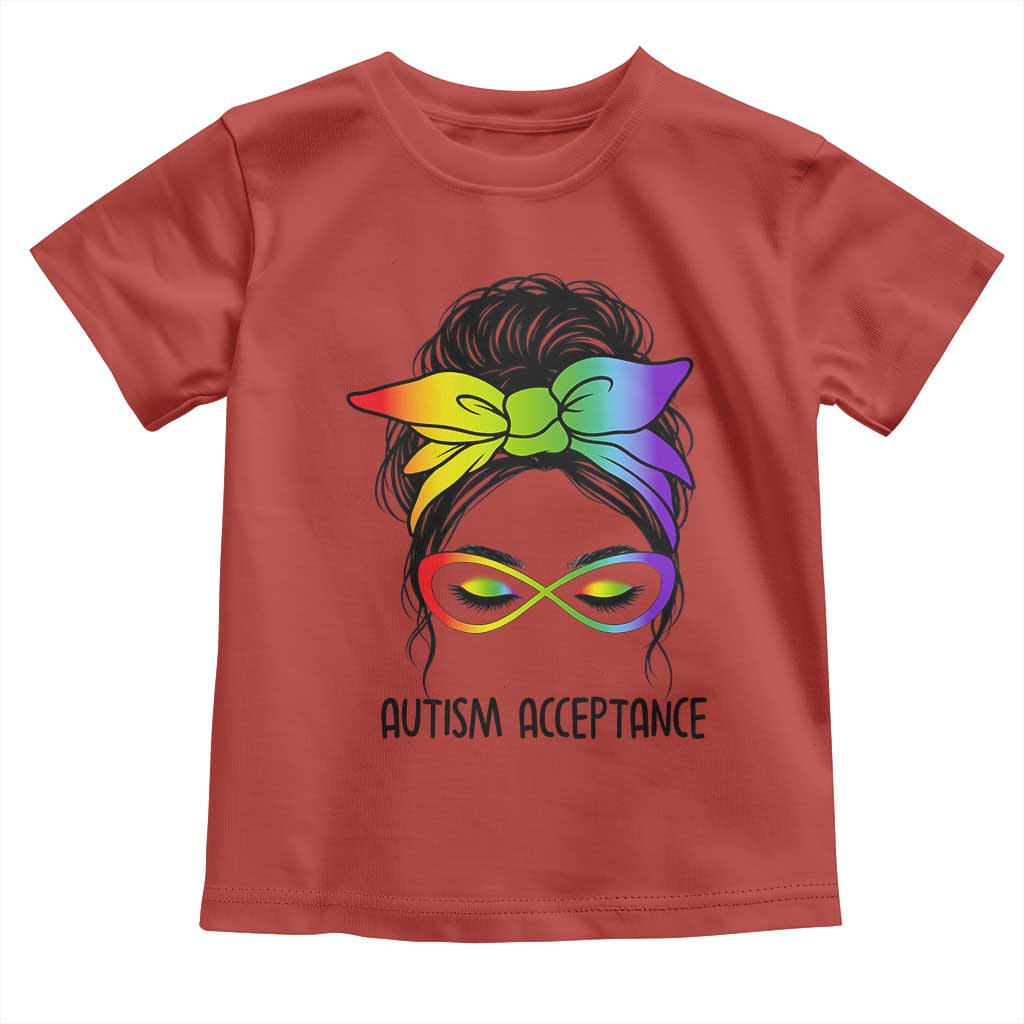 Autism Acceptance Toddler T Shirt Neurodiversity Awareness Messy Bun Women