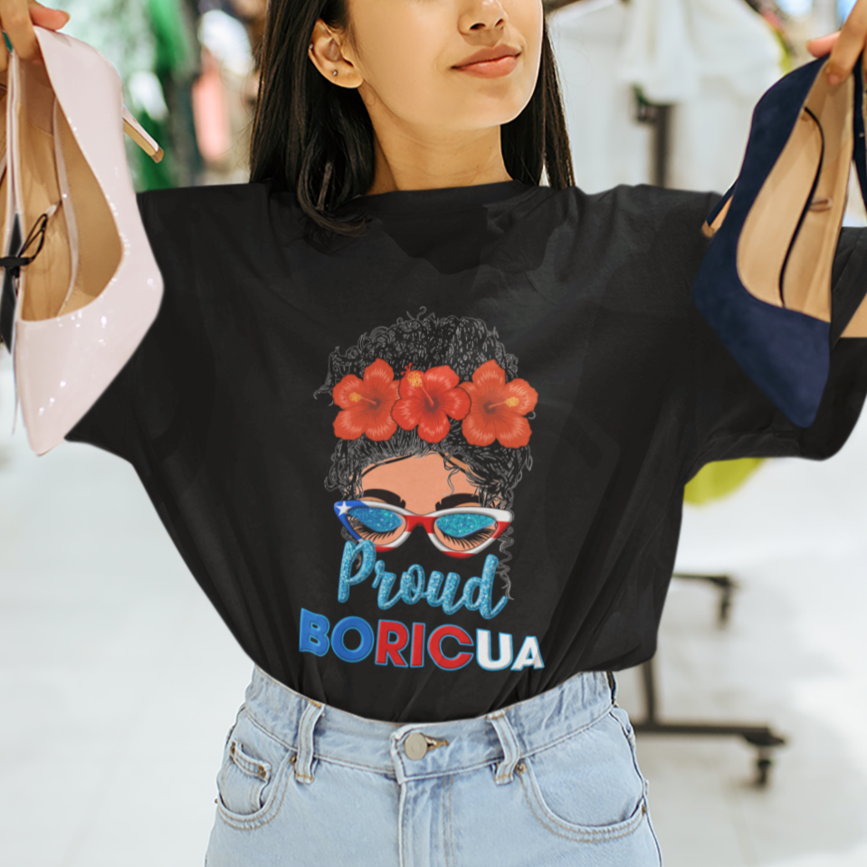 puerto-rico-t-shirt-proud-boricua-puerto-rico-flag-messy-bun-puerto-rican-women