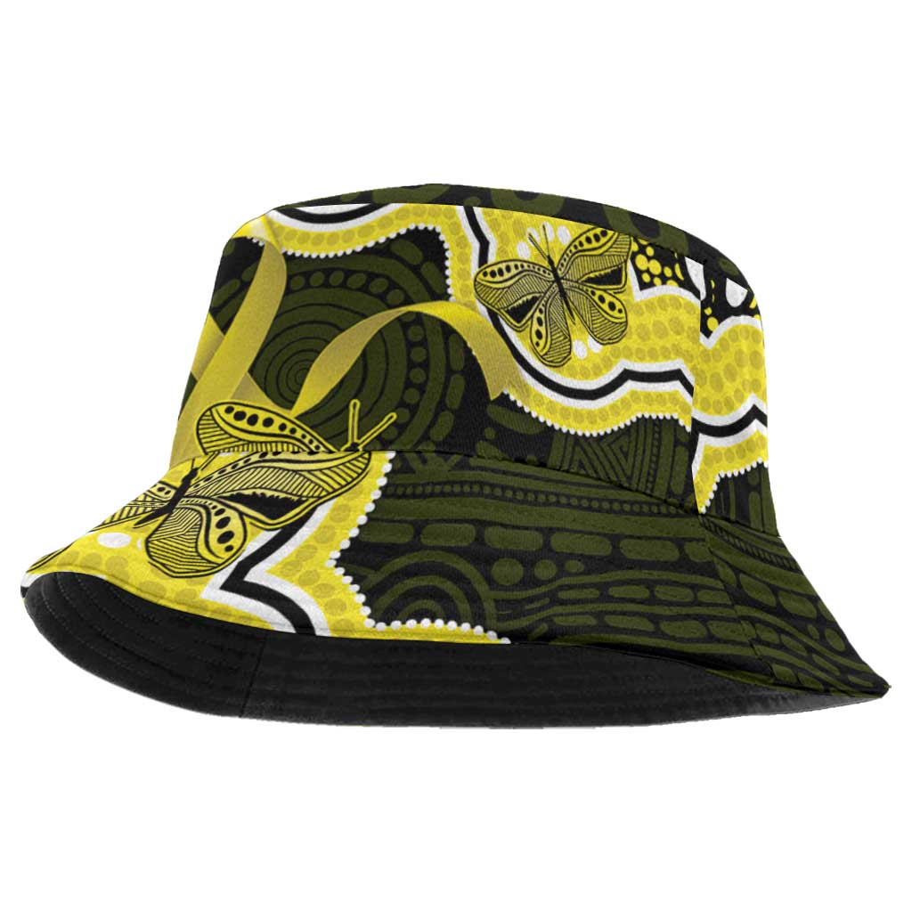 Yellow Ribbon Sarcoma Support Bucket Hat Aboriginal Art