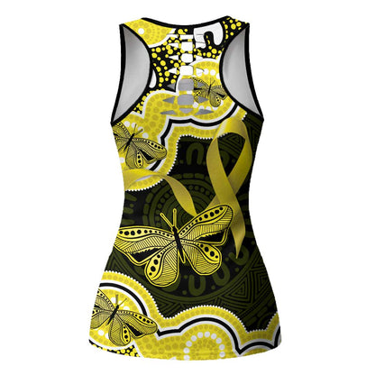 Yellow Ribbon Sarcoma Support Hollow Tank Top Aboriginal Art