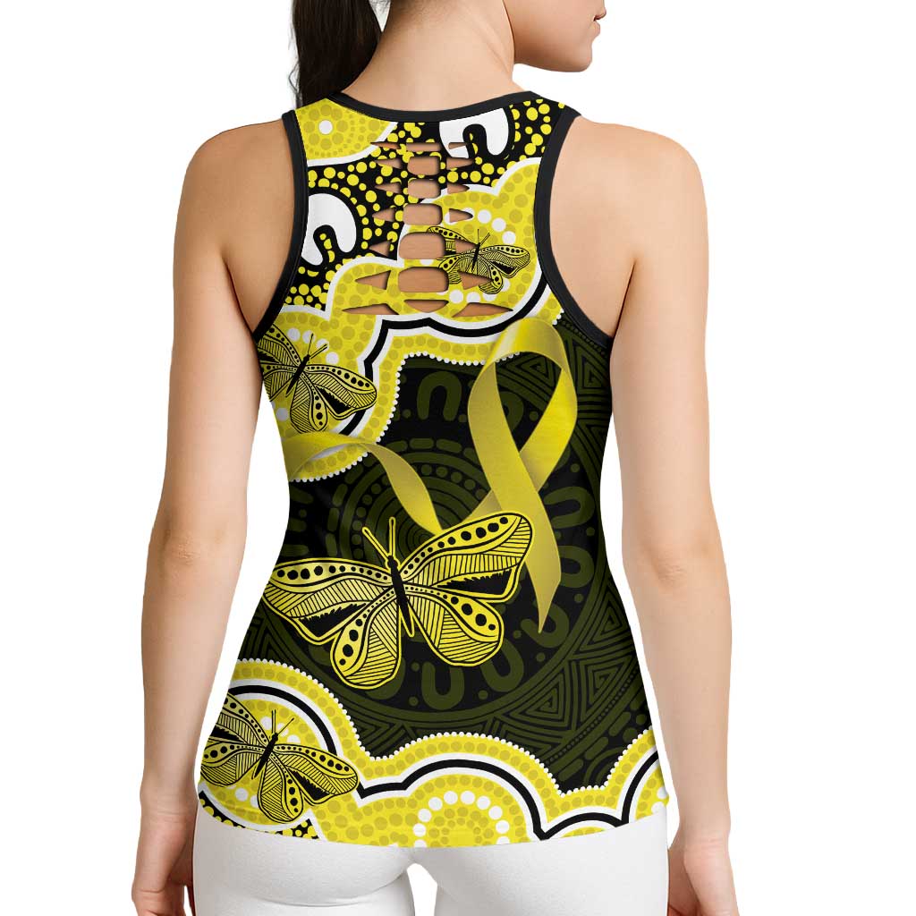 Yellow Ribbon Sarcoma Support Hollow Tank Top Aboriginal Art